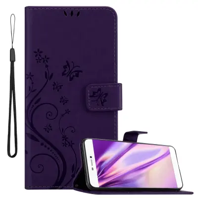 CADORABO Huawei P8 v klasična temno modra - ovitek v cvetličnem dizajnu z magnetnim zapiranjem, stoječo funkcijo in režami za kartice