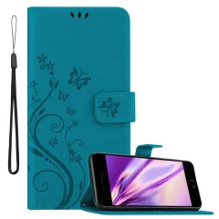 CADORABO Apple iPhone 7 PLUS/7S PLUS/8 PLUS rožnato zlata - ovitek v cvetličnem dizajnu z magnetnim zapiranjem, stoječo funkcijo in režami za kar