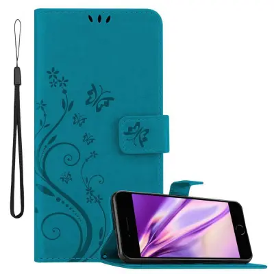 CADORABO Apple iPhone 7 PLUS/7S PLUS/8 PLUS rožnato zlata - ovitek v cvetličnem dizajnu z magnetnim zapiranjem, stoječo funkcijo in režami za kar