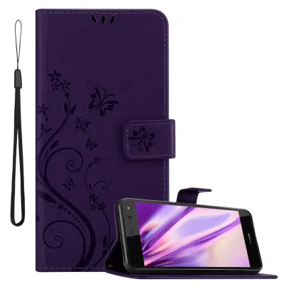 CADORABO Huawei Y5 2017/Y6 2017 v klasična temno modra - ovitek v cvetličnem dizajnu z magnetnim zapiranjem, stoječo funkcijo in režami za kartice