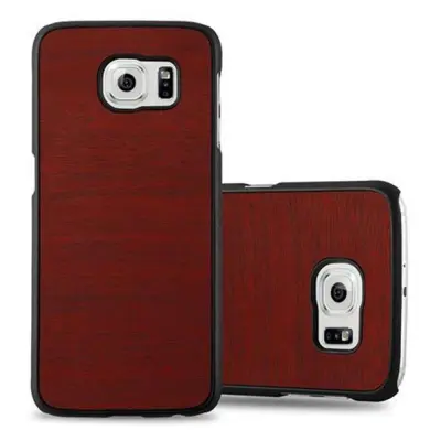 CADORABO Ohišje, združljiv s Samsungom v Woody Red - Trdo zaščitni pokrov v lesenem videzu pred praskami in udarci
