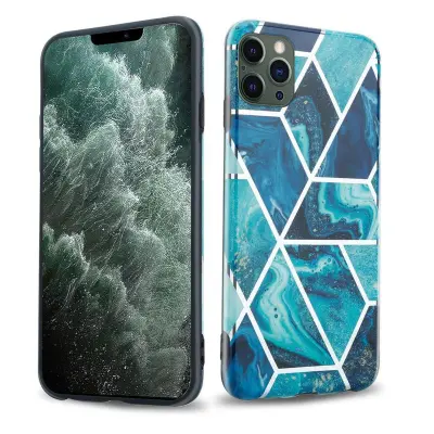 Cadorabo Case, združljiv z Apple in Blue Wave Marmor št. 13 - Zaščitni pokrov iz silikona TPU z mozaikom vzorca