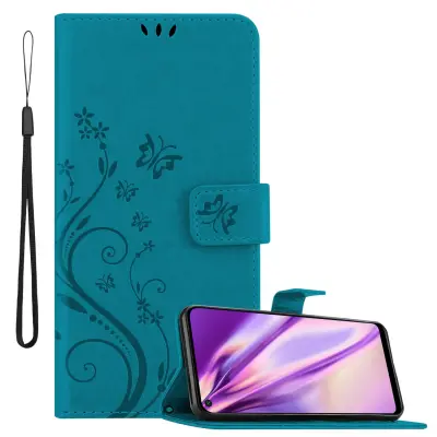 CADORABO Huawei P40 LITE E v klasična rožnata zlata - ovitek v cvetličnem dizajnu z magnetnim zapiranjem, stoječo funkcijo in režami za kartice