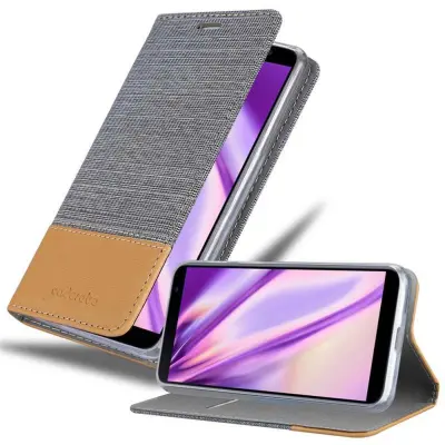 CADORABO Ohišje, združljiv s Samsungom v svetlo sivo rjavi barvi - zaščitni pokrov z magnetnim zapiranjem, stoječo funkcijo in režo za kartico
