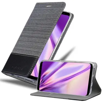 Cadorabo Case, združljiv s Samsungom v sivi črni barvi - zaščitni pokrov z magnetnim zapiranjem, stoječo funkcijo in režo za kartico