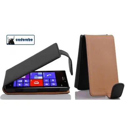 Cadorabo Ohišje, združljivo z Nokia Lumia 925 v kaviar črna - Zaščitni ovitek v obliki flipa iz gladkega umetnega usnja