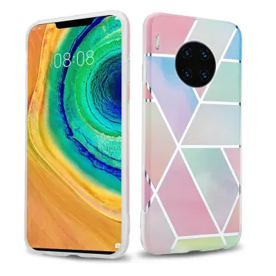 CADORABO CARE, združljiv s Huawei v mavričnem marmorju št. 11 - Zaščitni pokrov iz silikona TPU z vzorcem mozaika
