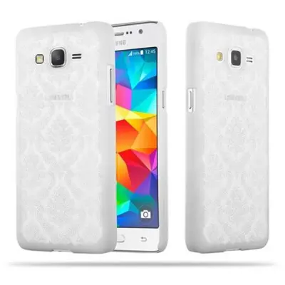 Cadorabo Case, združljiv s Samsungom v beli barvi - trdi zaščitni pokrov v Flower Paisley Henna Design proti praskam in udarcem