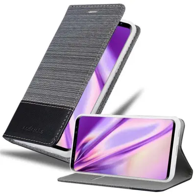 Cadorabo Case, združljiv s Samsungom v sivi črni barvi - zaščitni pokrov z magnetnim zapiranjem, stoječo funkcijo in režo za kartico