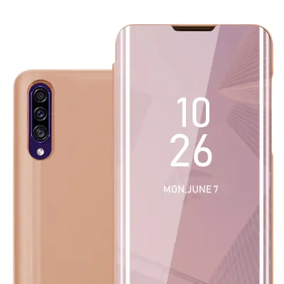CADORABO CARE, združljiv s Samsungom v Kunzit Pink - prozorno za zaščito z ogledalom z zrcalo z funkcijo stojala 360 stopinj zaščita