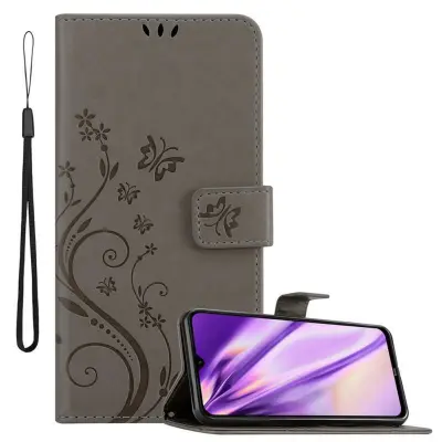 CADORABO Xiaomi RedMi NOTE 8 v klasična črna - ovitek v cvetličnem dizajnu z magnetnim zapiranjem, stoječo funkcijo in režami za kartice