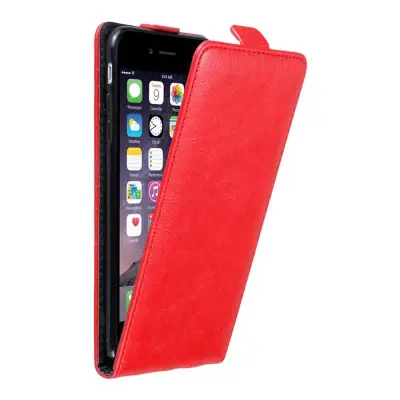 Cadorabo Ohišje, združljivo z Apple iPhone 6 PLUS / 6S PLUS v rdeče jabolko - Zaščitni ovitek v obliki flipa z magnetnim zapiranjem
