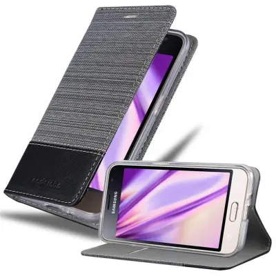 Cadorabo Case, združljiv s Samsungom v sivi črni barvi - zaščitni pokrov z magnetnim zapiranjem, stoječo funkcijo in režo za kartico
