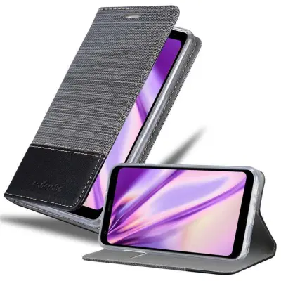 Cadorabo Case, združljiv z LG v sivi črni barvi - zaščitni pokrov z magnetnim zapiranjem, stoječo funkcijo in režo za kartico