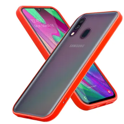 CADORABO Samsung v zamrznjenih rdečih - črnih tipkah - hibridni zaščitni pokrov s silikonom TPU v notranjosti in mat plastičnim hrbtom