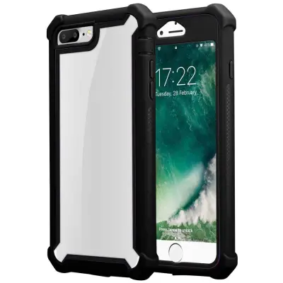CADORABO Ohišje, združljiv z Apple v Alder Black-2-in-1 zaščitni pokrov s silikonskim robom TPU in akrilnim steklenim hrbtom