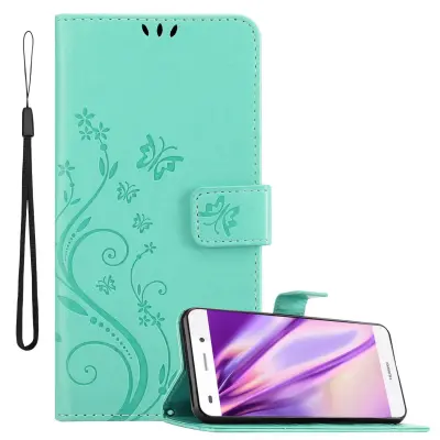 CADORABO Huawei P8 LITE 2015 v klasično srebrno - ovitek v cvetličnem dizajnu z magnetnim zapiranjem, stoječo funkcijo in režami za kartice
