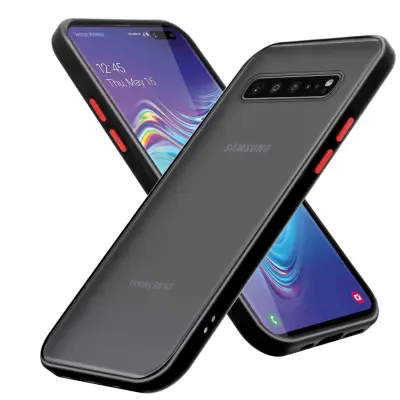 CADORABO Samsung v zamrznjenih črnih - rdečih tipkah - hibridni zaščitni pokrov s silikonom TPU v notranjosti in mat plastičnim hrbtom
