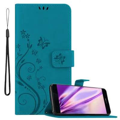 CADORABO Huawei P9 PLUS v klasična rožnata zlata - ovitek v cvetličnem dizajnu z magnetnim zapiranjem, stoječo funkcijo in režami za kartice