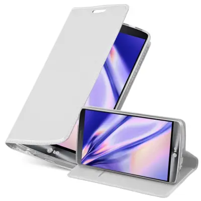 Cadorabo Ohišje, združljivo z LG G3 v klasično srebrno - Zaščitni ovitek z magnetnim zapiranjem, stoječo funkcijo in režo za kartice