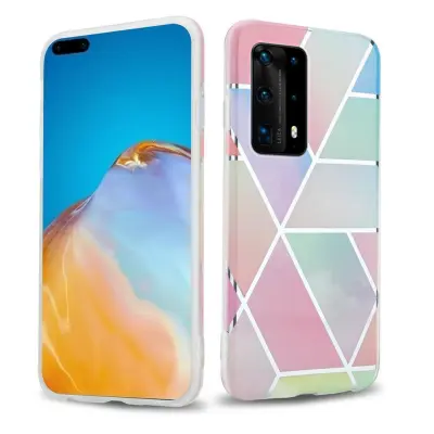 CADORABO CARE, združljiv s Huawei v mavričnem marmorju št. 11 - Zaščitni pokrov iz silikona TPU z vzorcem mozaika