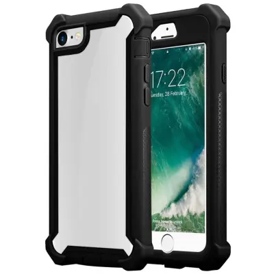 CADORABO Ohišje, združljiv z Apple v Alder Black-2-in-1 zaščitni pokrov s silikonskim robom TPU in akrilnim steklenim hrbtom