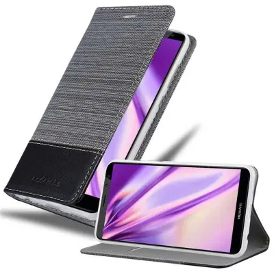 CADORABO Ohišje, združljiv s Huawei v sivi črni barvi - zaščitni pokrov z magnetnim zapiranjem, stoječo funkcijo in režo za kartico