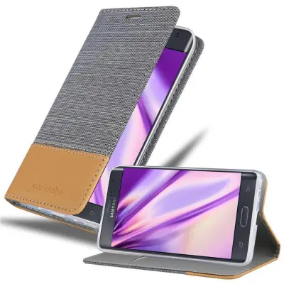 CADORABO Ohišje, združljiv s Samsungom v svetlo sivo rjavi barvi - zaščitni pokrov z magnetnim zapiranjem, stoječo funkcijo in režo za kartico