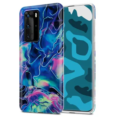 CADORABO CARE, združljiv s Huawei v modrem roza marmorju št. 17 - Zaščitni pokrov iz silikona TPU z vzorcem mozaika