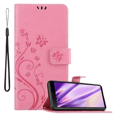 CADORABO Sony Xperia 8 v klasična zlata - ovitek v cvetličnem dizajnu z magnetnim zapiranjem, stoječo funkcijo in režami za kartice