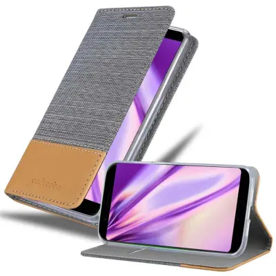 CADORABO Ohišje, združljiv s Xiaomi v svetlo sivi rjavi barvi - zaščitni pokrov z magnetnim zapiranjem, stoječo funkcijo in režo za kartico