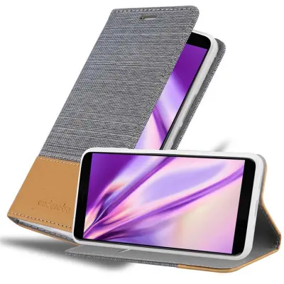 CADORABO Ohišje, združljiv s HTC v svetlo sivo rjavi barvi - zaščitni pokrov z magnetnim zapiranjem, stoječo funkcijo in režo za kartico