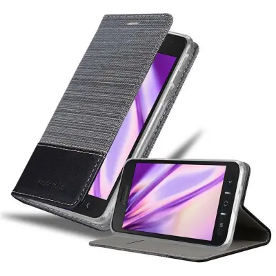 Cadorabo Case, združljiv s Samsungom v sivi črni barvi - zaščitni pokrov z magnetnim zapiranjem, stoječo funkcijo in režo za kartico