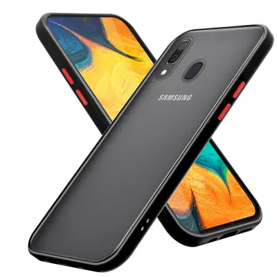 CADORABO Samsung v zamrznjenih črnih - rdečih tipkah - hibridni zaščitni pokrov s silikonom TPU v notranjosti in mat plastičnim hrbtom