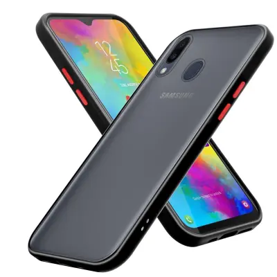 CADORABO Samsung v zamrznjenih črnih - rdečih tipkah - hibridni zaščitni pokrov s silikonom TPU v notranjosti in mat plastičnim hrbtom
