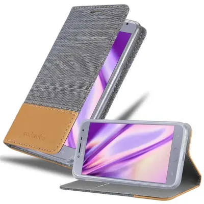 CADORABO Ohišje, združljiv s Samsungom v svetlo sivo rjavi barvi - zaščitni pokrov z magnetnim zapiranjem, stoječo funkcijo in režo za kartico