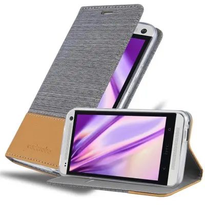 CADORABO Ohišje, združljiv s HTC v svetlo sivo rjavi barvi - zaščitni pokrov z magnetnim zapiranjem, stoječo funkcijo in režo za kartico