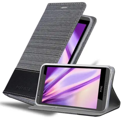 CADORABO Ohišje, združljiv s HTC v sivi črni barvi - zaščitni pokrov z magnetnim zapiranjem, stoječo funkcijo in režo za kartico