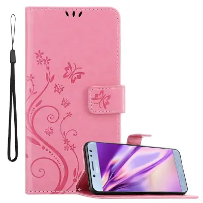 CADORABO Samsung Galaxy J5 2017 v klasična zlata - ovitek v cvetličnem dizajnu z magnetnim zapiranjem, stoječo funkcijo in režami za kartice