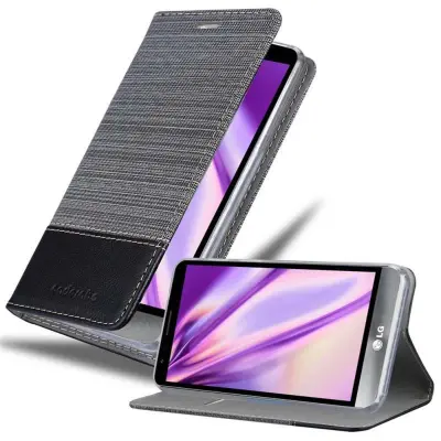 Cadorabo Case, združljiv z LG v sivi črni barvi - zaščitni pokrov z magnetnim zapiranjem, stoječo funkcijo in režo za kartico