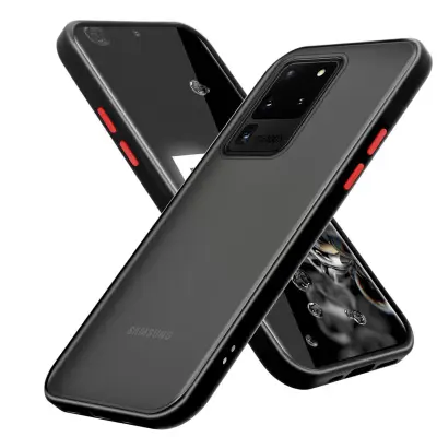 CADORABO Samsung v zamrznjenih črnih - rdečih tipkah - hibridni zaščitni pokrov s silikonom TPU v notranjosti in mat plastičnim hrbtom