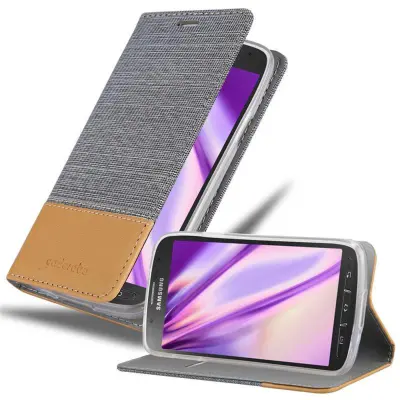 CADORABO Ohišje, združljiv s Samsungom v svetlo sivo rjavi barvi - zaščitni pokrov z magnetnim zapiranjem, stoječo funkcijo in režo za kartico