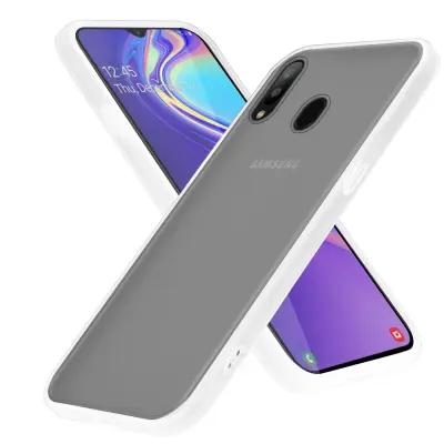CADORABO Ohišje, združljiv s Samsungom v zamrznjenem prozornem - hibridnem zaščitnem pokrovu s TPU silikonom v notranjosti in mat plastičnim hrbtom