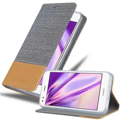 CADORABO Ohišje, združljiv s Huawei v svetlo sivo rjavi barvi - zaščitni pokrov z magnetnim zapiranjem, stoječo funkcijo in režo za kartico