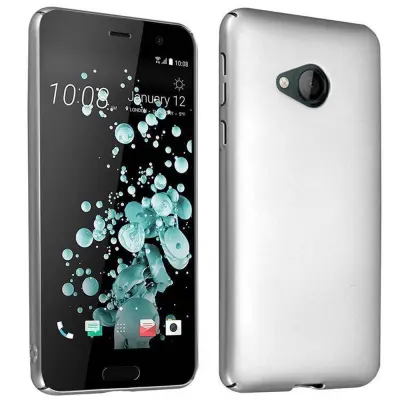 CADORABO CASE, združljiv s HTC v kovinskem srebrni - trdi zaščitni pokrov v kovinskem videzu pred praskami in udarci