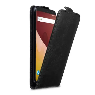 Cadorabo Ohišje, združljivo z WIKO VIEW GO v nočna črna - Zaščitni ovitek v obliki flipa z magnetnim zapiranjem