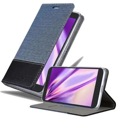 CADORABO Ohišje, združljiv z Alcatelom v temno modri barvi - zaščitni pokrov z magnetnim zapiranjem, stoječo funkcijo in režo za kartico
