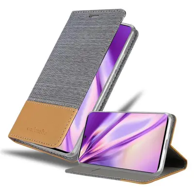CADORABO Ohišje, združljiv s Samsungom v svetlo sivo rjavi barvi - zaščitni pokrov z magnetnim zapiranjem, stoječo funkcijo in režo za kartico