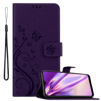 CADORABO Samsung Galaxy A20s v klasična temno modra - ovitek v cvetličnem dizajnu z magnetnim zapiranjem, stoječo funkcijo in režami za kartice