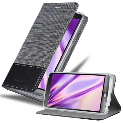 Cadorabo Case, združljiv z LG v sivi črni barvi - zaščitni pokrov z magnetnim zapiranjem, stoječo funkcijo in režo za kartico
